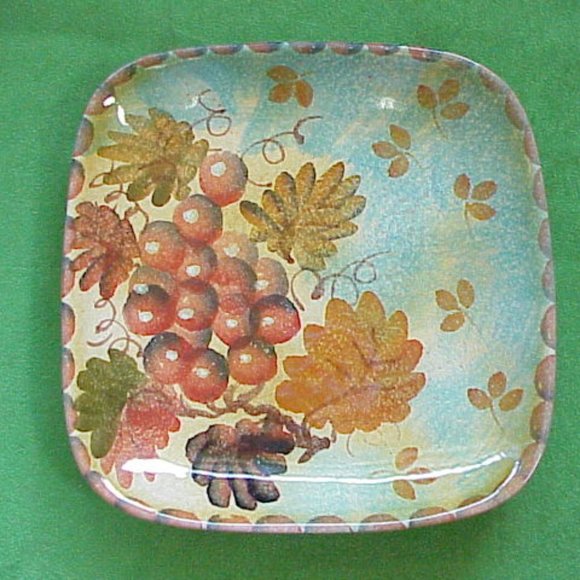 VTG set of handpainted in Italy Square Serving Fruit Wine & Cheese plates 8.5" - Picture 2 of 6